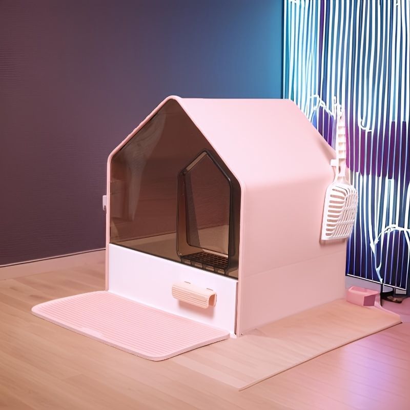 特大サイズの密閉型猫トイレボックス 臭い防止と飛沫防止設計