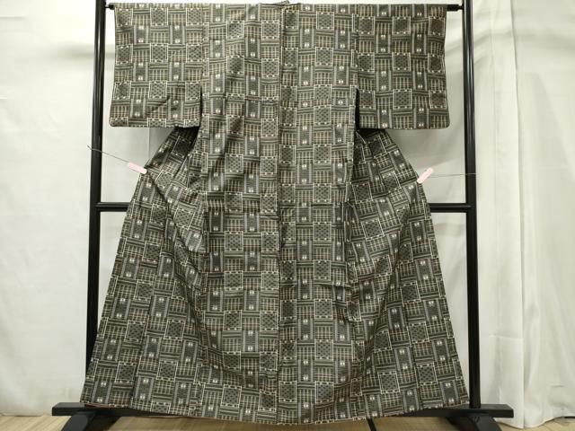 平和屋着物□極上 印傳 紬 単衣 吉祥文 逸品 CYAA2610s5