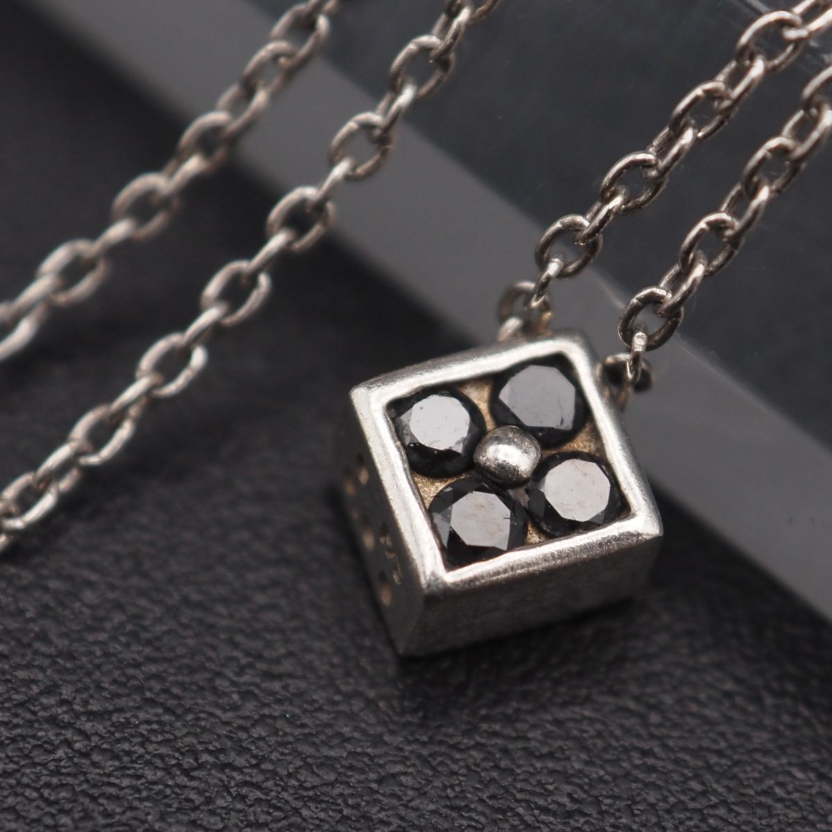 B304 ブラックダイヤモンド 0.06ct STERLING P/S刻印 ペンダント