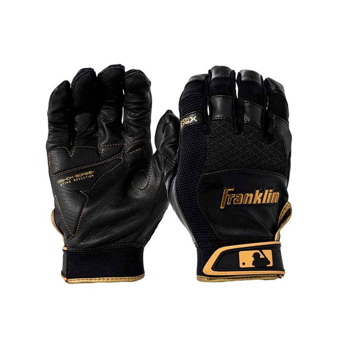 FRANKLIN SHOK SORB X BASEBALL BATTING GLOVE 各色 (BLACK/GOLD， USA MENS(S)) [並行輸入品] 