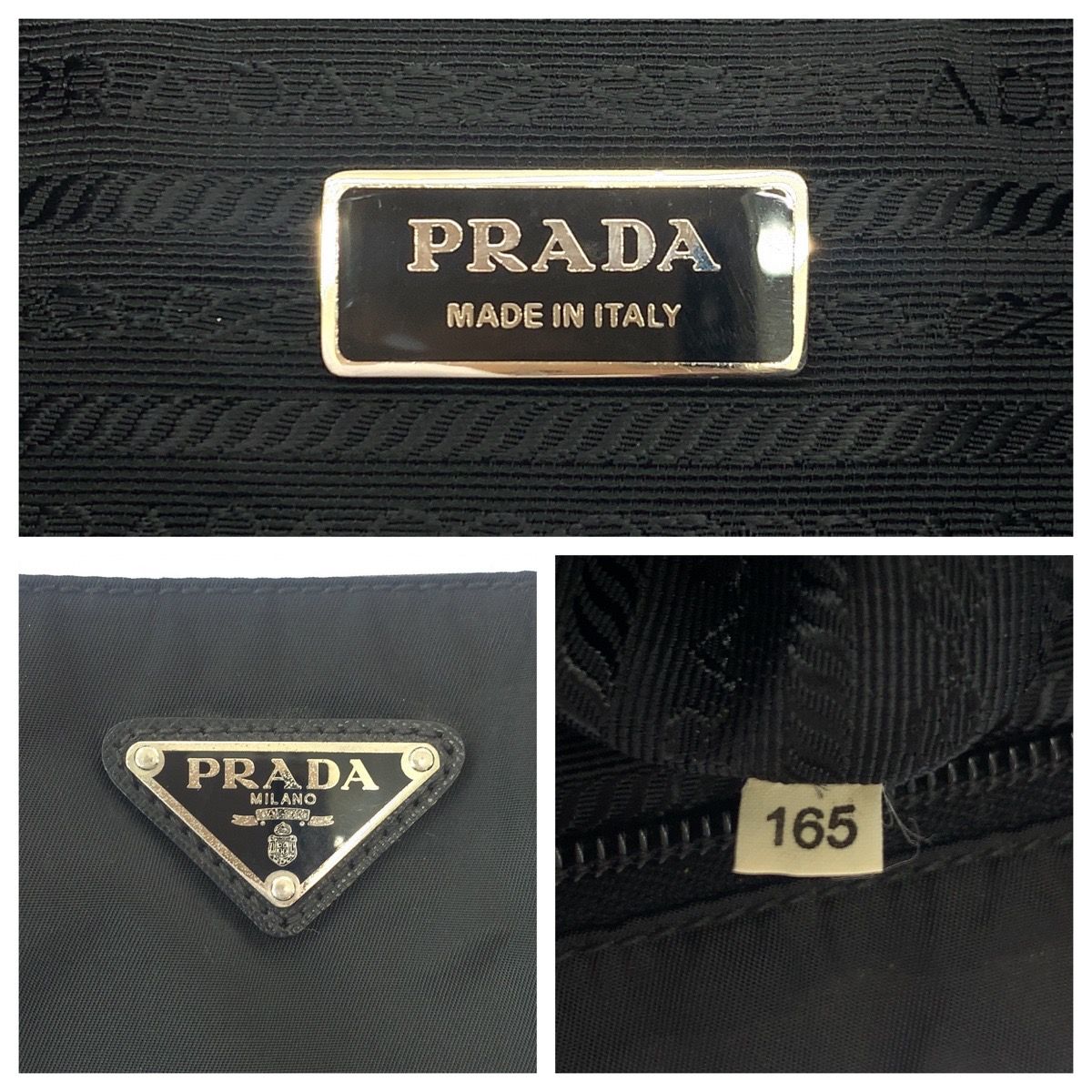 美品 PRADA プラダ テスート 三角ロゴプレート ブラック 黒