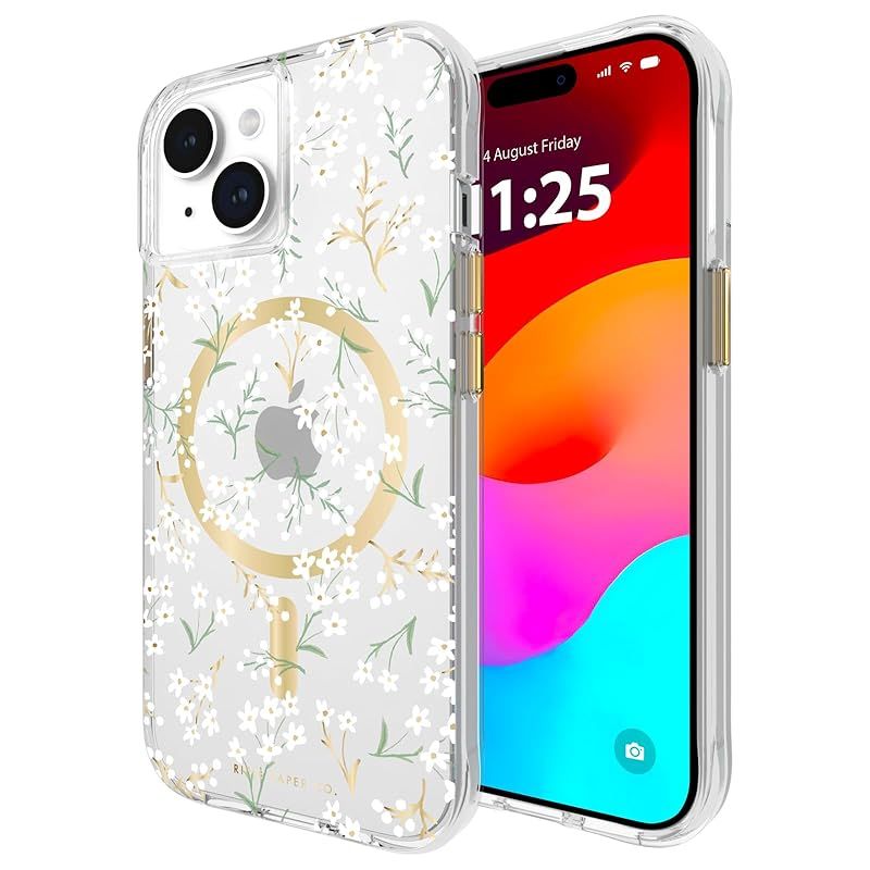 新品　【Rifle Paper Co.】 iPhone 15 / iPhone 14 / iPhone 13 用 ハイブリッド ケース [抗菌・落下耐衝撃テスト3.6mクリア] MagSafe対応 花柄 プチ フルール Petite Fleurs RP0513