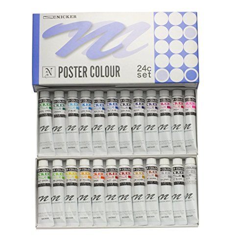 20ml(6号)_24色セット ニッカー絵具(Nicker colour) 水彩絵具 ポスターカラー 24色セット 20ml(6号)