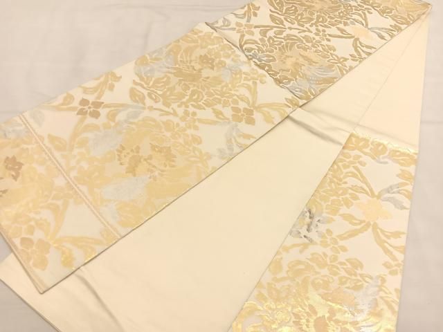 平和屋着物◎西陣 服部織物謹製 六通柄袋帯 こはく錦 花鳥文 金銀糸