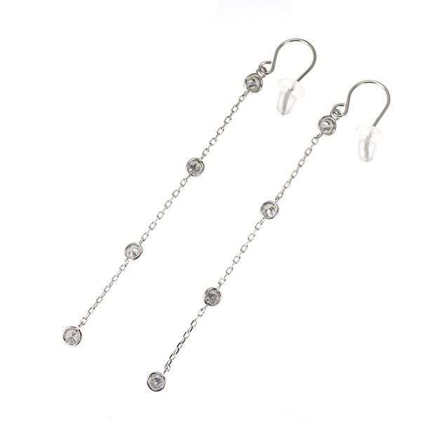 K18WG ダイヤモンドステーションピアス 新品 K18WG ダイヤモンド ピアス 0.50ct ステーション - メルカリ