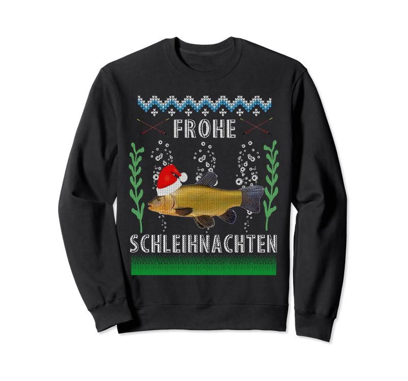 Frohe Schleinacht Schlei Fish クリスマスハット 釣り竿 トレーナー Frohe Schleinacht Schlei Fish クリスマスハット 釣り竿