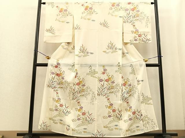 平和屋着物＊夏物 訪問着 絽 草花文 銀彩 正絹 逸品 DAAU2689ud