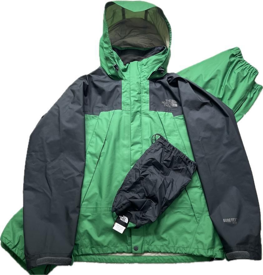 THE NORTH FACE ザノースフェイス レインテックスフライト セットアップ レインウェア 緑 S ゴアテックス 通勤通学 登山 トレッキング