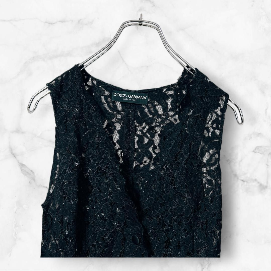 DOLCE&amp;GABBANA - DOLCE&amp;GABBANA ベスト レース ブラック Sサイズ 高見え 上品 DOLCE&GABBANA ベスト レース ブラック Sサイズ 高見え 上品