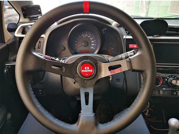 MOMO ステアリング ハンドル本体 V1 窪みタイプ レザー 14インチ