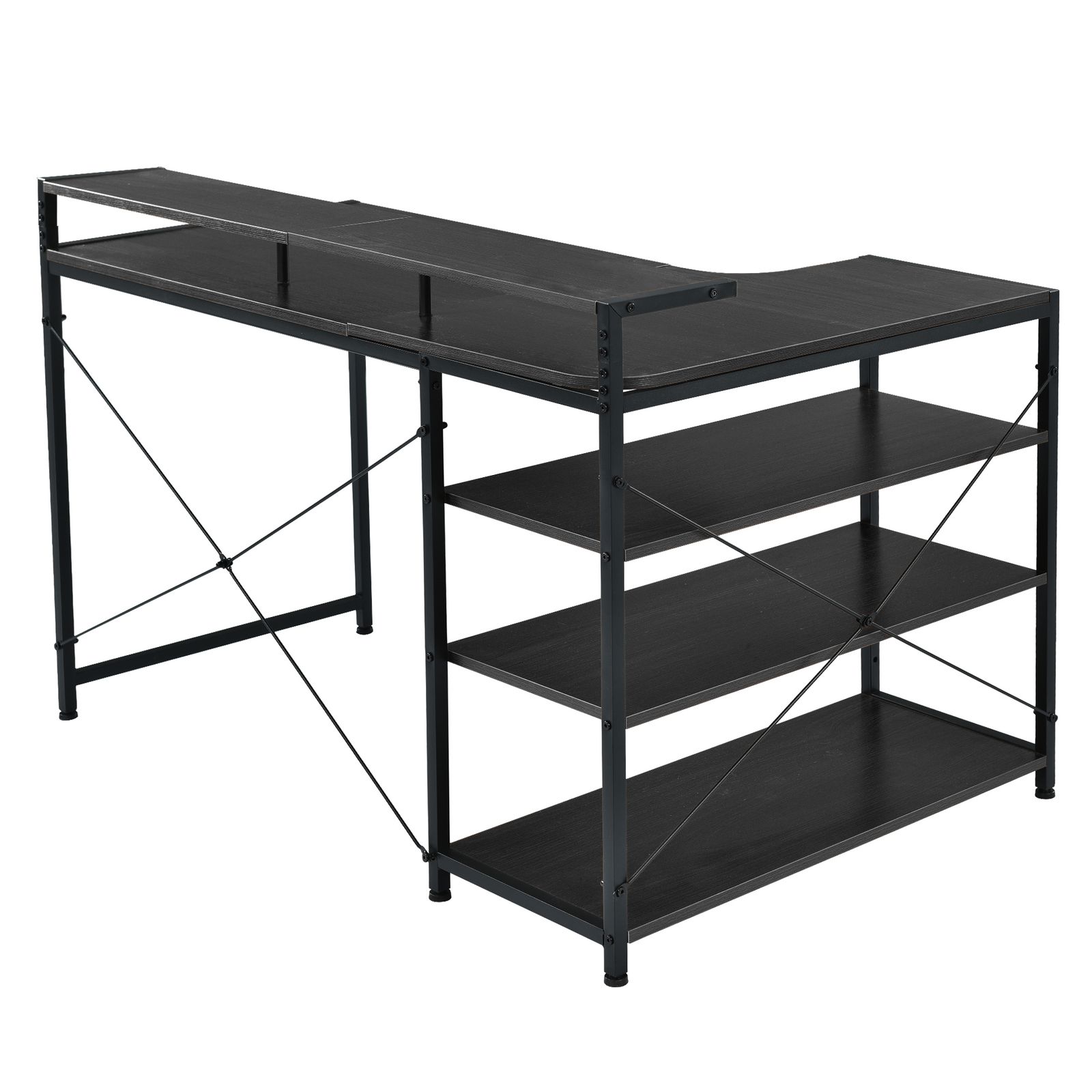 数量限定セール」パソコンデスク L字型 120cm ダークブラウン 3段