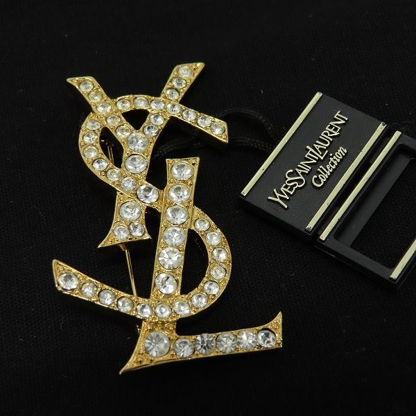 【美品】Yves Saint Laurent ヴィンテージブローチ　ロゴ入り イヴ・サンローラン YVES SAINT LAURENT ヴィンテージ カサンドラ