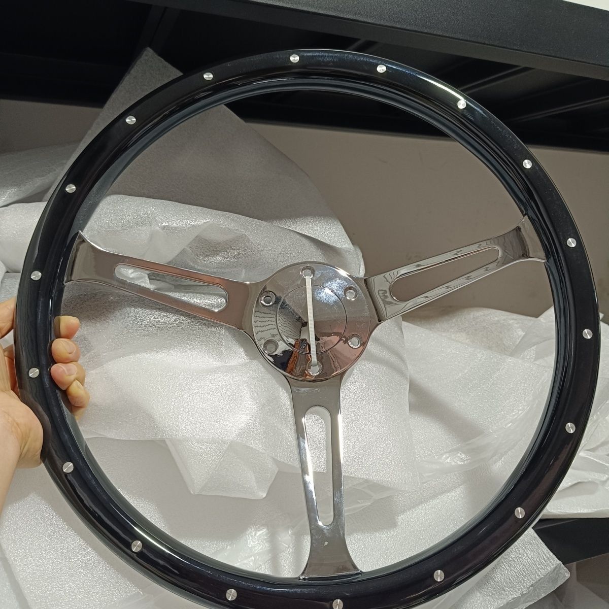 黒 3スポーク ステアリングホイール 本体 OMP ステアリング ハンドル 3