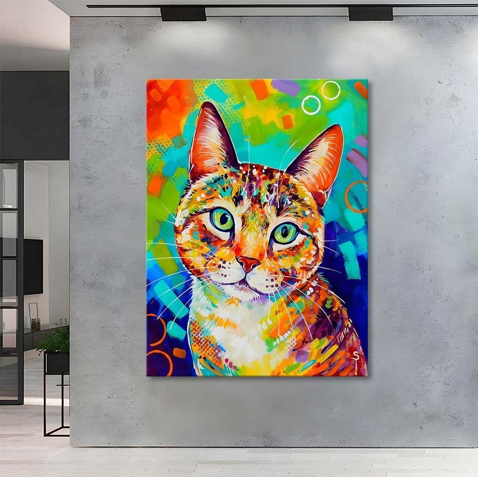 人気商品】猫 動物 W30cm H40cm アートフレーム 絵画 キャンバス