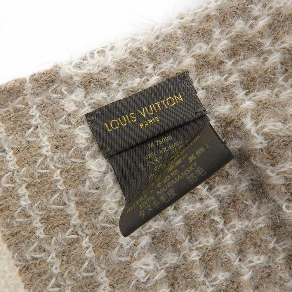 【本物保証】 超美品 ルイヴィトン LOUIS VUITTON ファー付 マフラー モヘヤ混 ブラウン ポケット付 ストール M75090 shop-takashimaya7_tk20b1109025