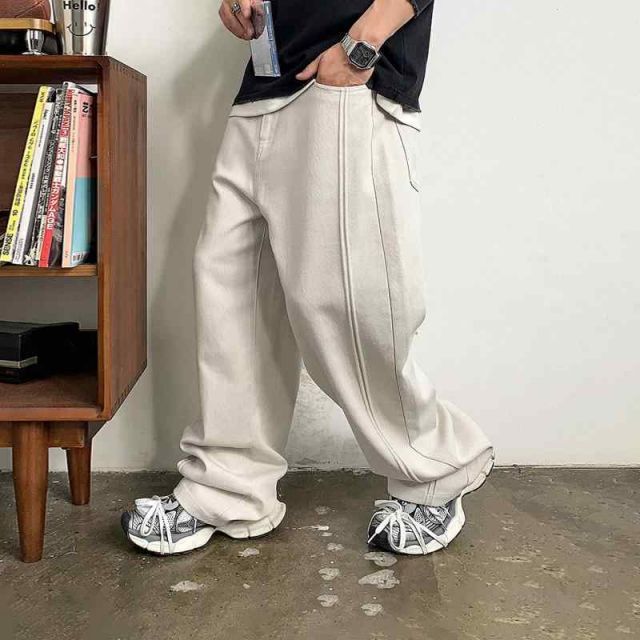 秋冬 コーデ メンズ 服 シンプル ファッション オシャレ 大人 かっこいい 大きいサイズ ストリート 紳士服 トップス ステッチ 無地 カジュアル パンツ 通気性 ストレート ズボン