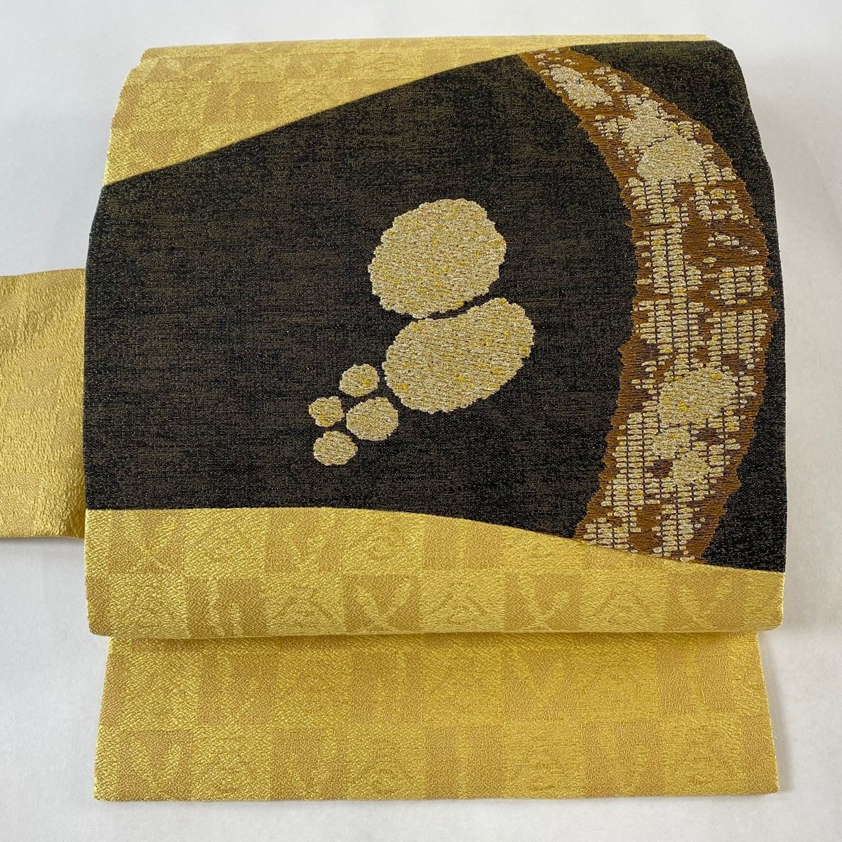 夏帯絹芭蕉布染名古屋帯（名古屋帯 逸品 幾何学 絞り 濃紫 正絹