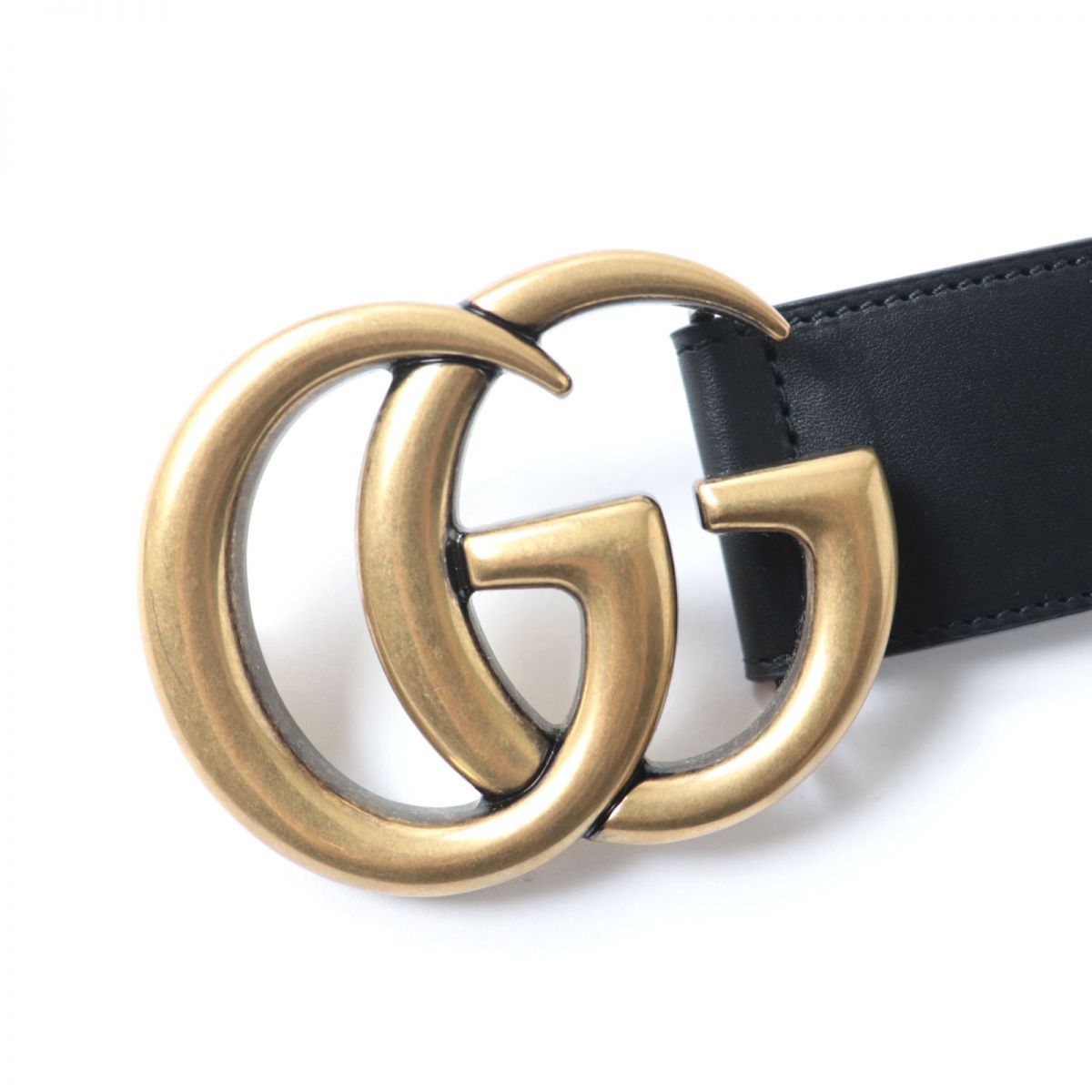 未使用品☆GUCCI グッチ 397660 ゴールドバックル GGマーモント レザーベルト 75/30 ブラック×ゴールド 伊製 保存袋付き レディース 未使用品☆GUCCI グッチ 397660 ゴールドバックル GGマーモント レザー