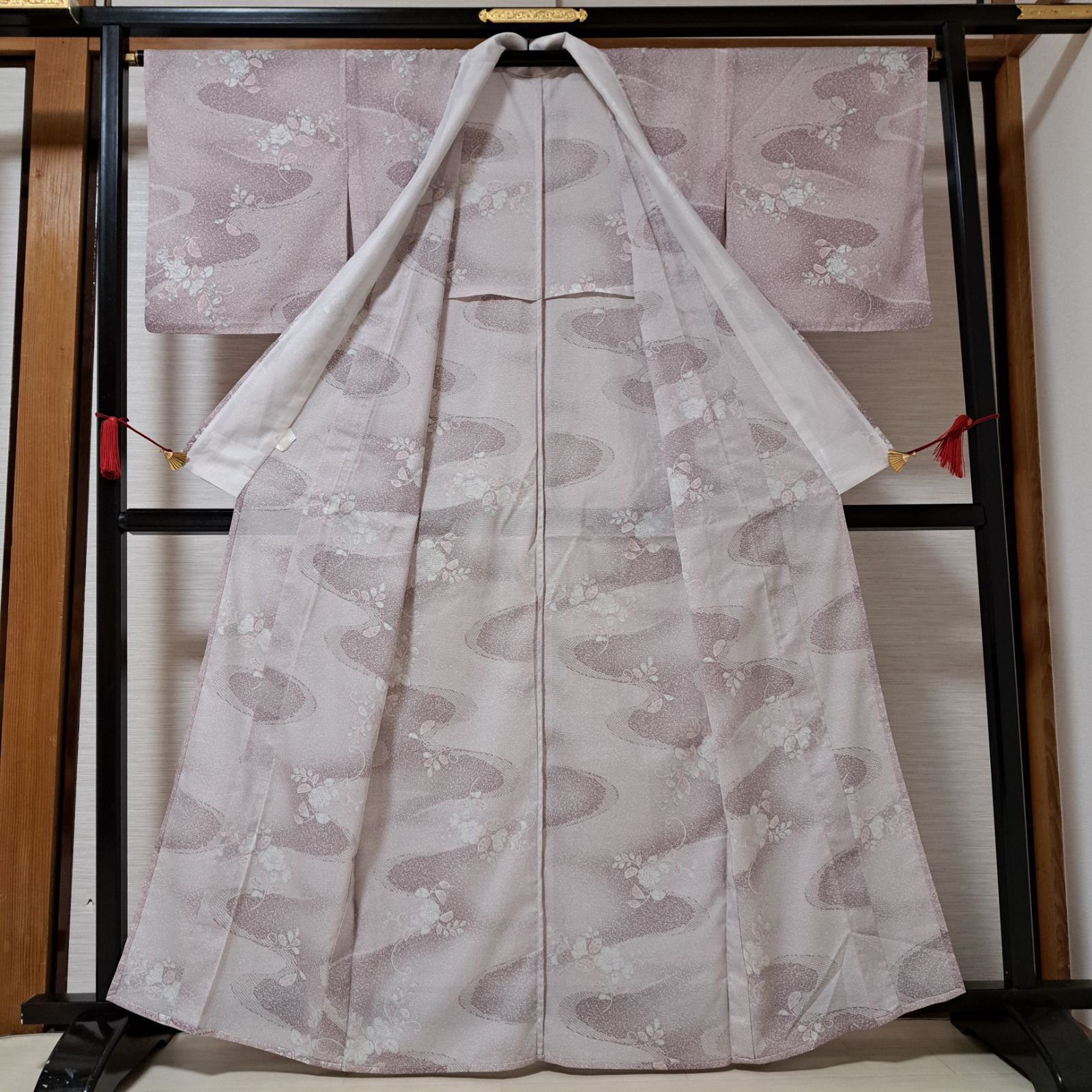 ユ18洗える夏着物　絽　単衣　小紋　辻ヶ花　正絹　美品 単衣 小紋 着物単品 洗える着物 絽紗 夏着物 水色 辻が花柄 J8