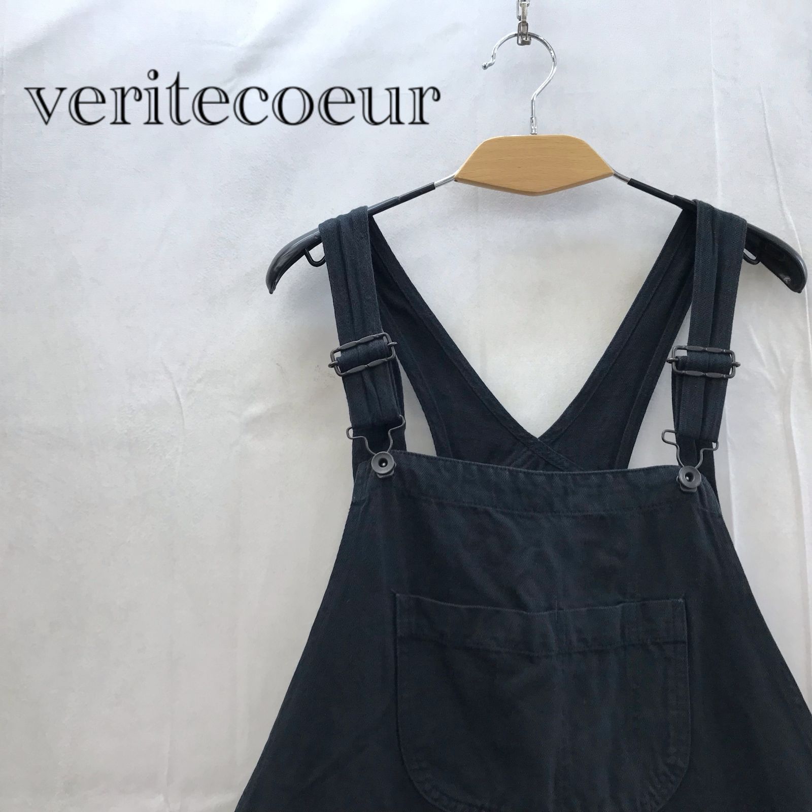 Veritecoeur ヴェリテクール コットンリネンオーバーオール ブラック