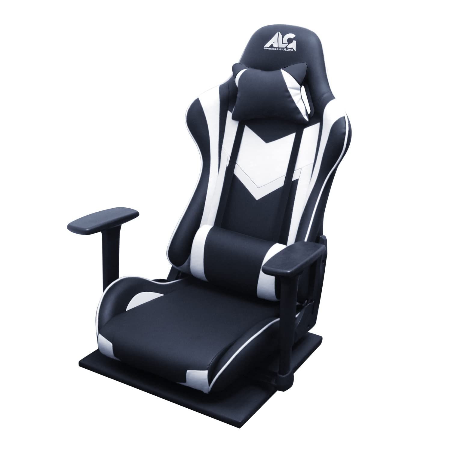 数量 ゲーミング座椅子 ホワイト＆ブラック 68×86×64cm e-sports 体を包み込むバケットシート形状 アローン Allone 着脱式ヘッドレスト＆ランバーサポート 165°無段階リクライニング ALGA-GMFCWAK