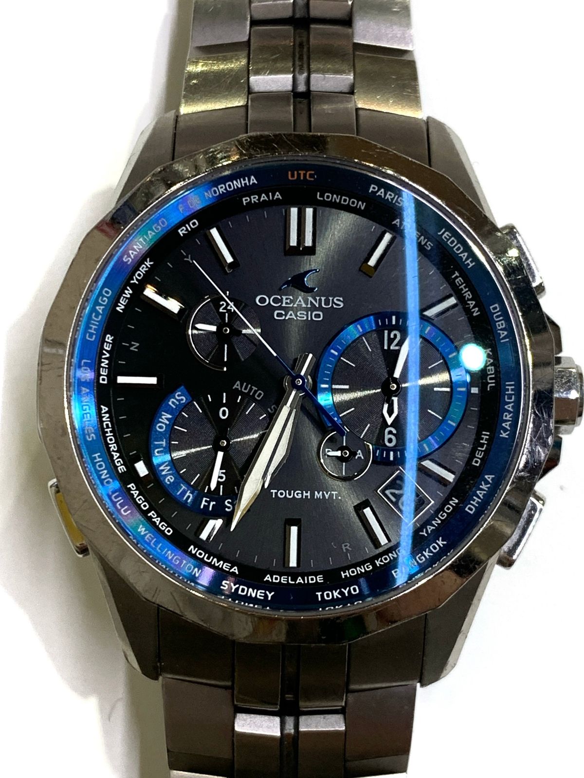 CASIO　カシオ　OCW-S2400-1AJF　OCEANUS　MANTA　オシアナス　マンタ　腕時計　アナログウォッチ　クロノグラフ　デイト窓　シルバー/ブルー