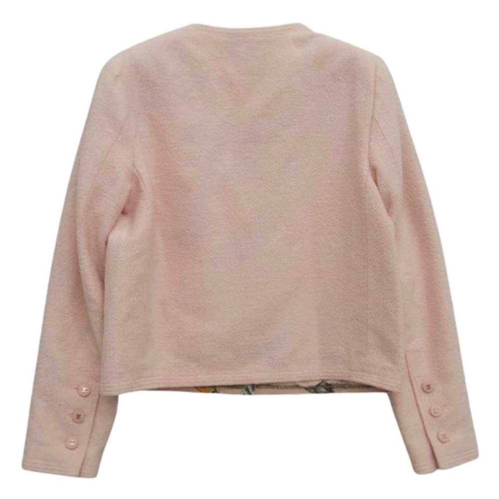 CHANEL シャネル ココマークボタン 裏地シルク ツイード ノー ジャケット ピンク系