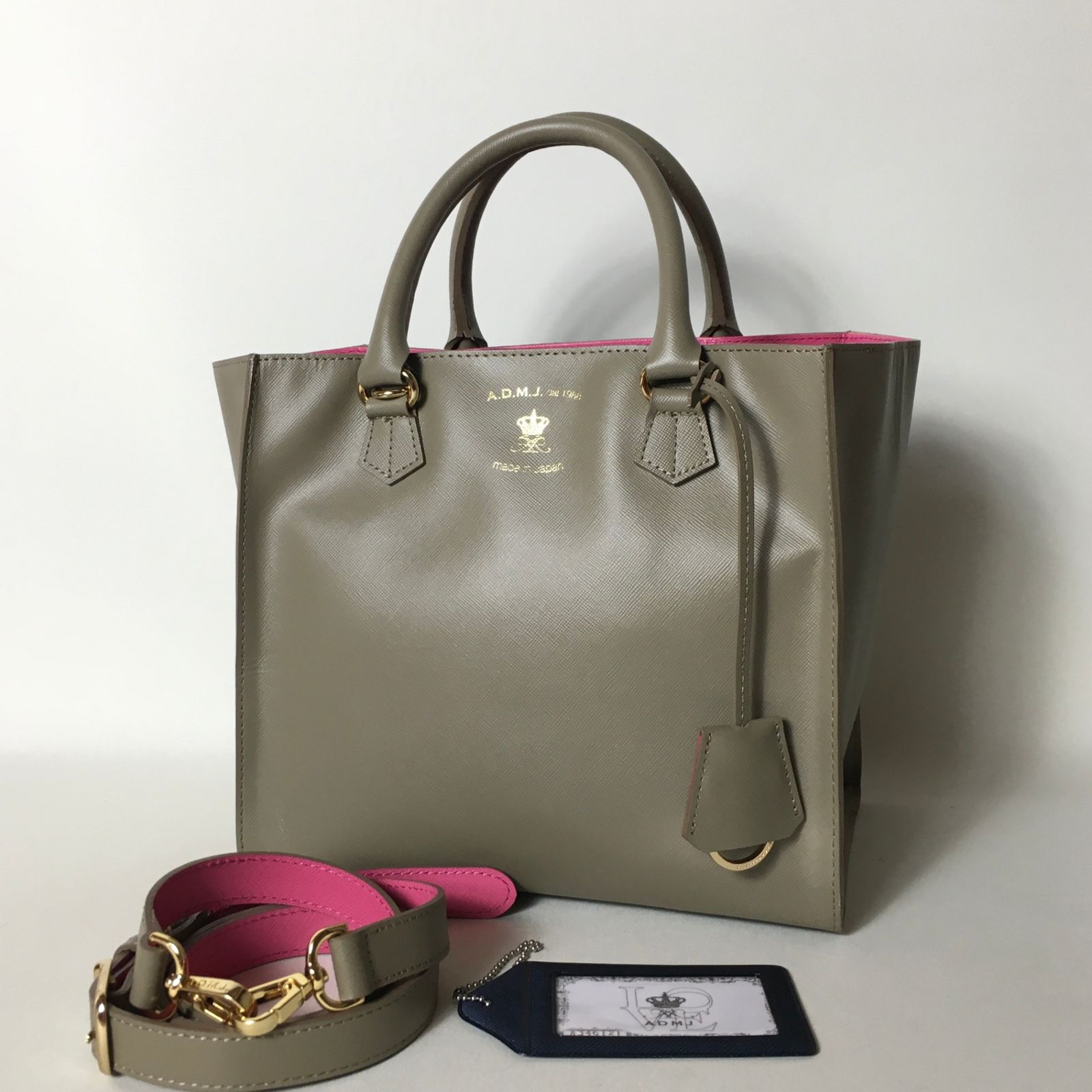 A.D.M.J バイカラーハンドバッグ 2509-85|美品|A.D.M.J. 2WAYハンドバッグ レザー バイカラー