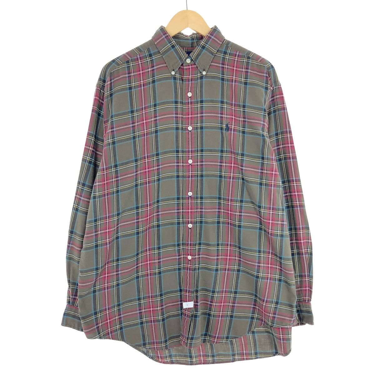 古着 ラルフローレン Ralph Lauren タータンチェック 長袖 ボタンダウンチェックシャツ メンズL/eaa442565