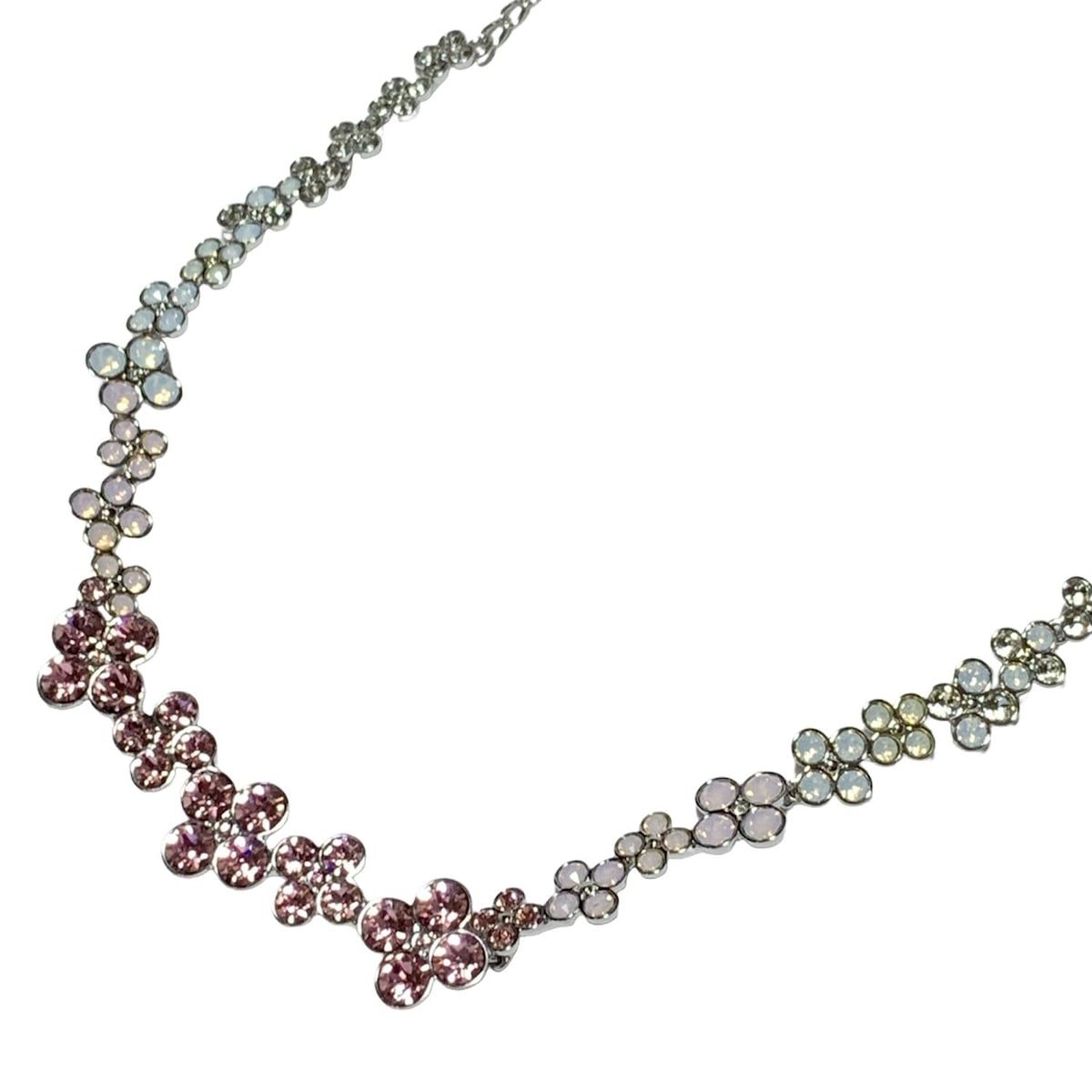 SWAROVSKI スワロフスキー チョーカー - シルバー×ピンク×白