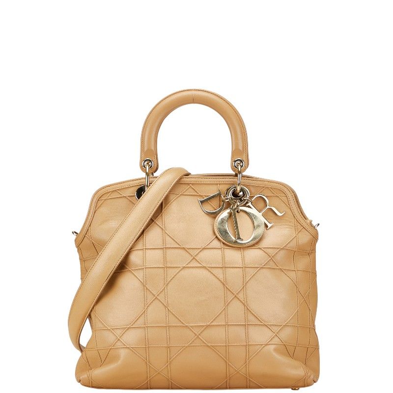 Dior ベージュ キルティング ハンドバッグ ディオール グランヴィル カナージュ ハンドバッグ ショルダー