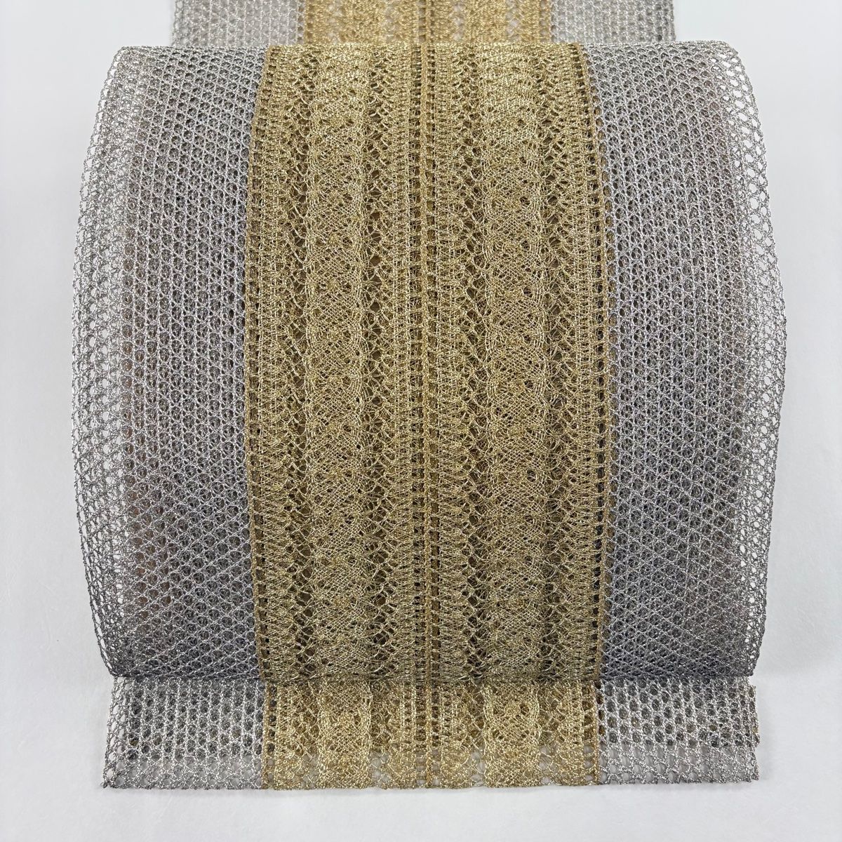 名古屋帯 秀品 夏帯 八寸名古屋帯 トンネル仕立て 縞 金銀糸