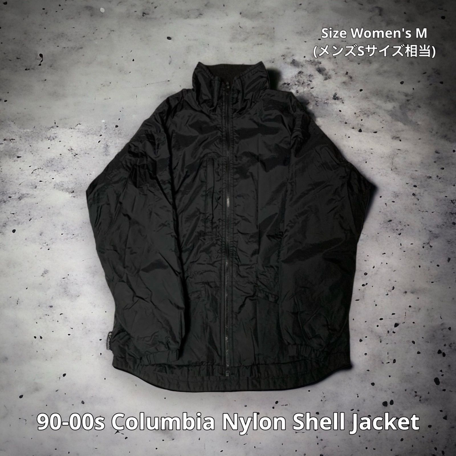 90-00s Columbia Nylon Shell Jacket コロンビア ナイロンシェルジャケット ブラック メンズSサイズ相当 裏地フリース  ベンチレーション テックウェア アウトドア