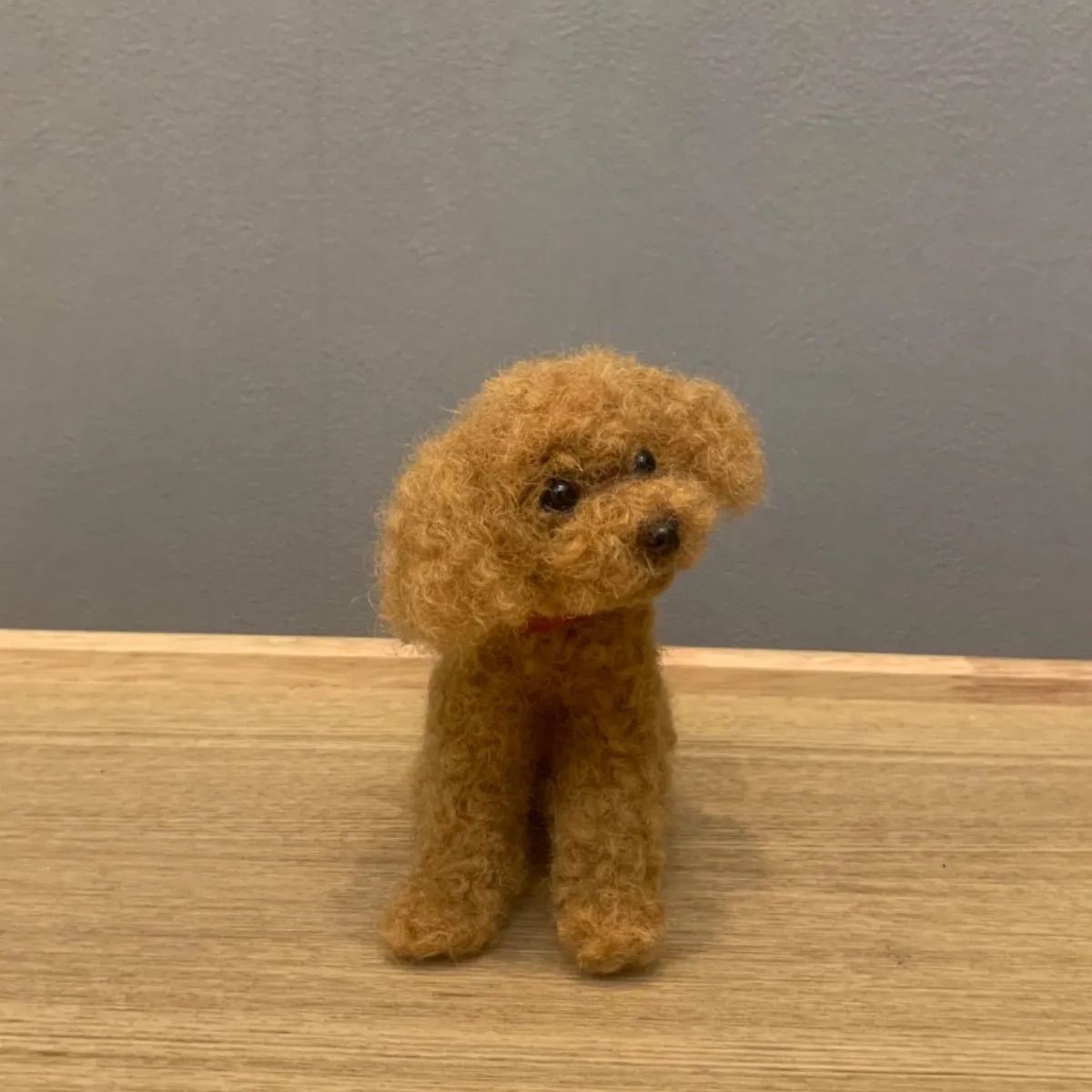 ☆ハンドメイド☆羊毛フェルト 額入り トイプードル レッド 濃いめ