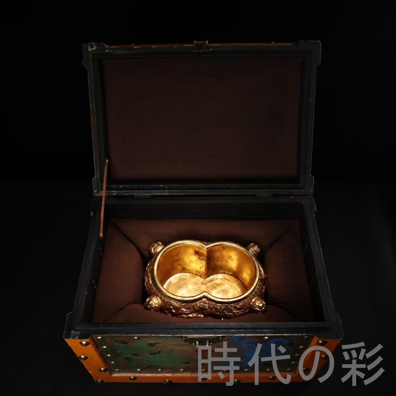 中国古美術 旧蔵 純銅高浮彫 花連体聚財缸 高浮彫 清代 銅器 古玩 唐物 中国古 時代物 財運置物 R07100140