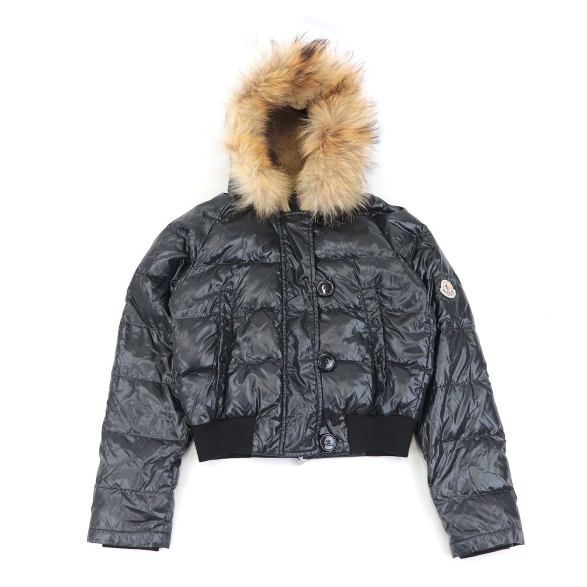 モンクレール ファーフード ダウンジャケット レディース 黒 0 MONCLER 