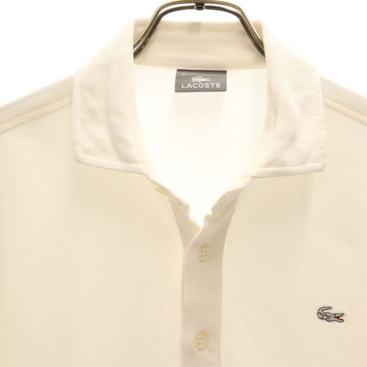 LACOSTE ラコステ 日本製 半袖 ポロシャツ 4 オフホワイト 鹿の子 