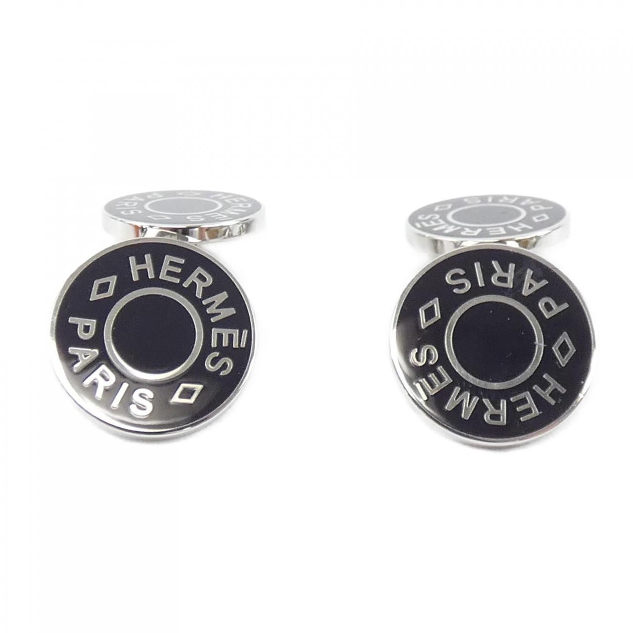 エルメス HERMES カフス - シルバー Hモチーフ 値下げ 20230923 エルメス Hロゴ Hモチーフ カフス カフリンクス シルバー 箱付 HERMES