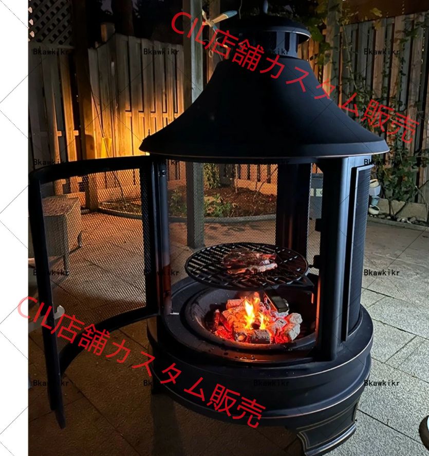 薪ストーブ 暖炉 室内 クッキングストーブ 暖房面積40m2 鋳物薪ストーブ 黒耐熱塗装 脚高タイプ 煙突、ティーポット付き 家庭用 まきス 薪ストーブ 暖炉 室内 クッキングストーブ 暖房面積40m2