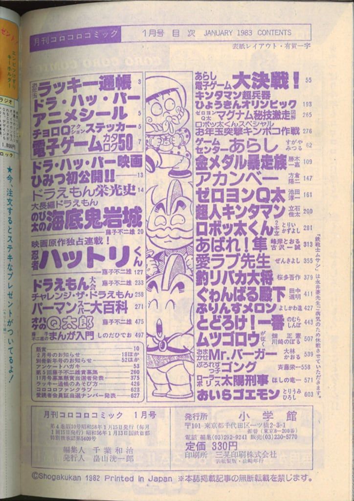 小学館 1983年(昭和58年)の漫画雑誌 月刊コロコロコミック 1983