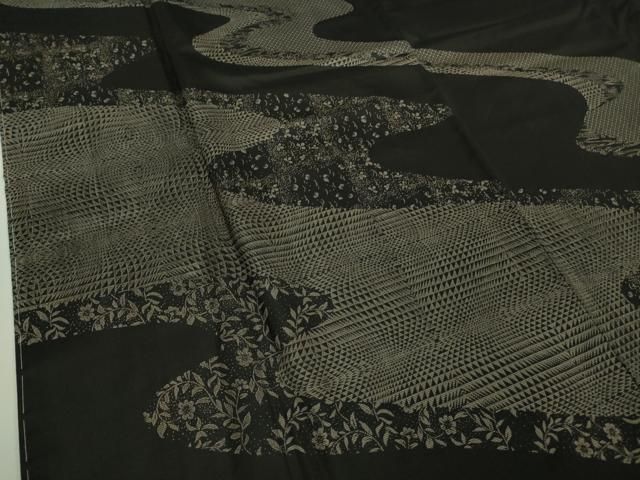 平和屋着物 上 本場染大島紬 訪問着 草花流水文 黒地 DZAA9230kh5 WWW_SMP1DAWEKUDUS_SCH_ID