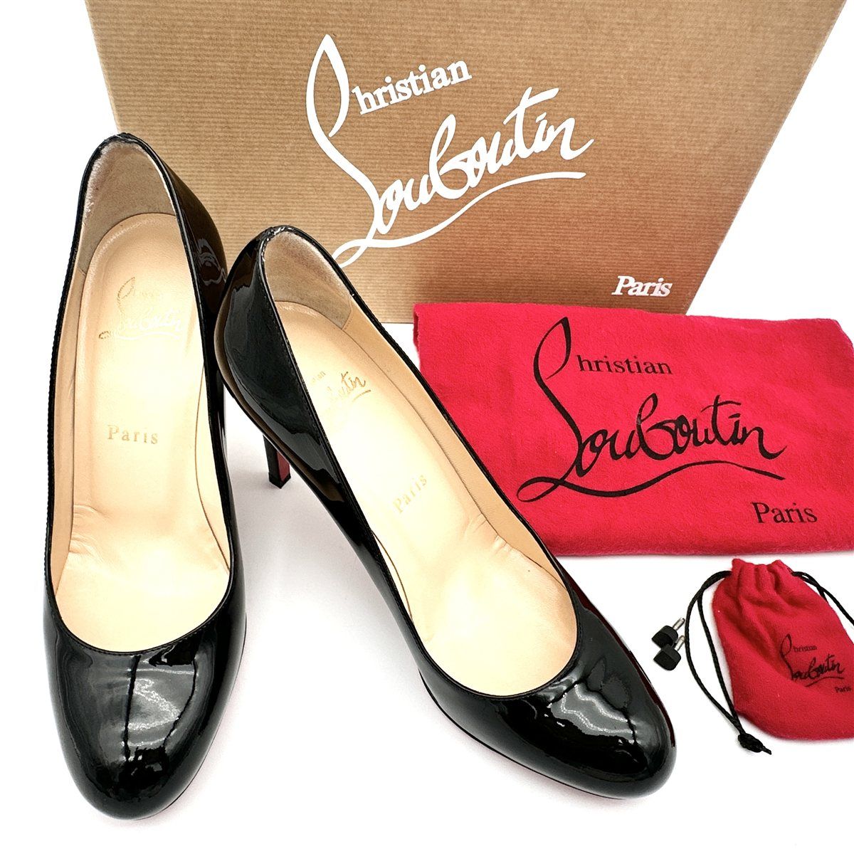 Christian Louboutin ハイヒール エナメル 黒 2165T