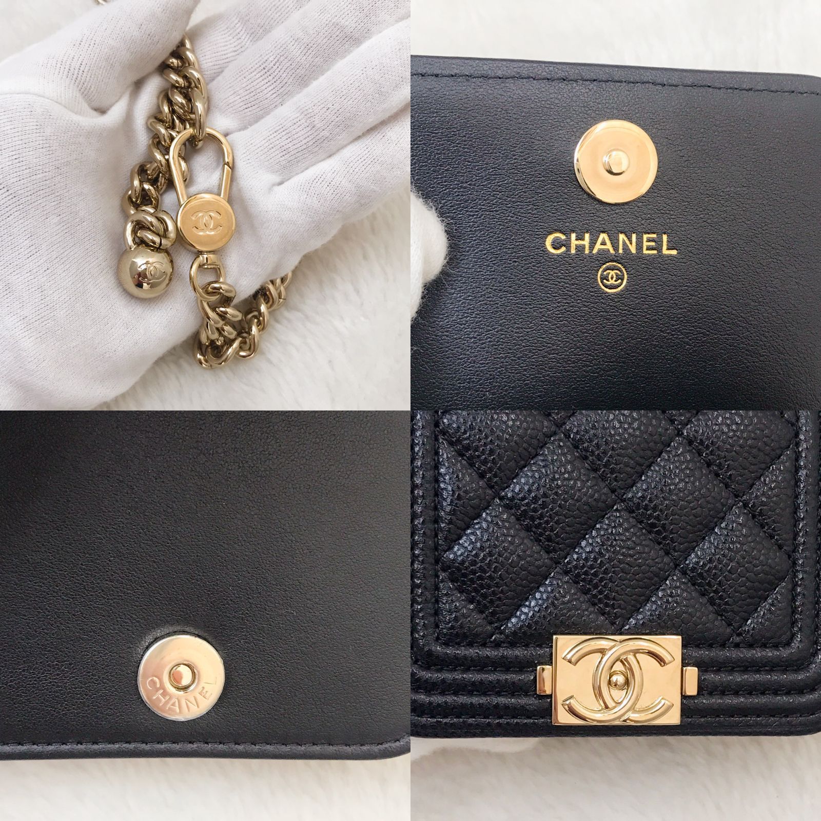 シャネル CHANEL ボーイシャネル ベルトポーチ ブラック チェーン 