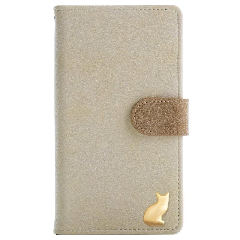 新品　iPhone SE3 SE2 iPhone 8 7 ケース 手帳型 スマホケース 合皮 PUレザー ヴィンテージ風 猫 ネコ ゴールド キャット カード入れ マグネット ベルト (iPhoneSE（第3世代/第2世代）/8/7， アイボリー)