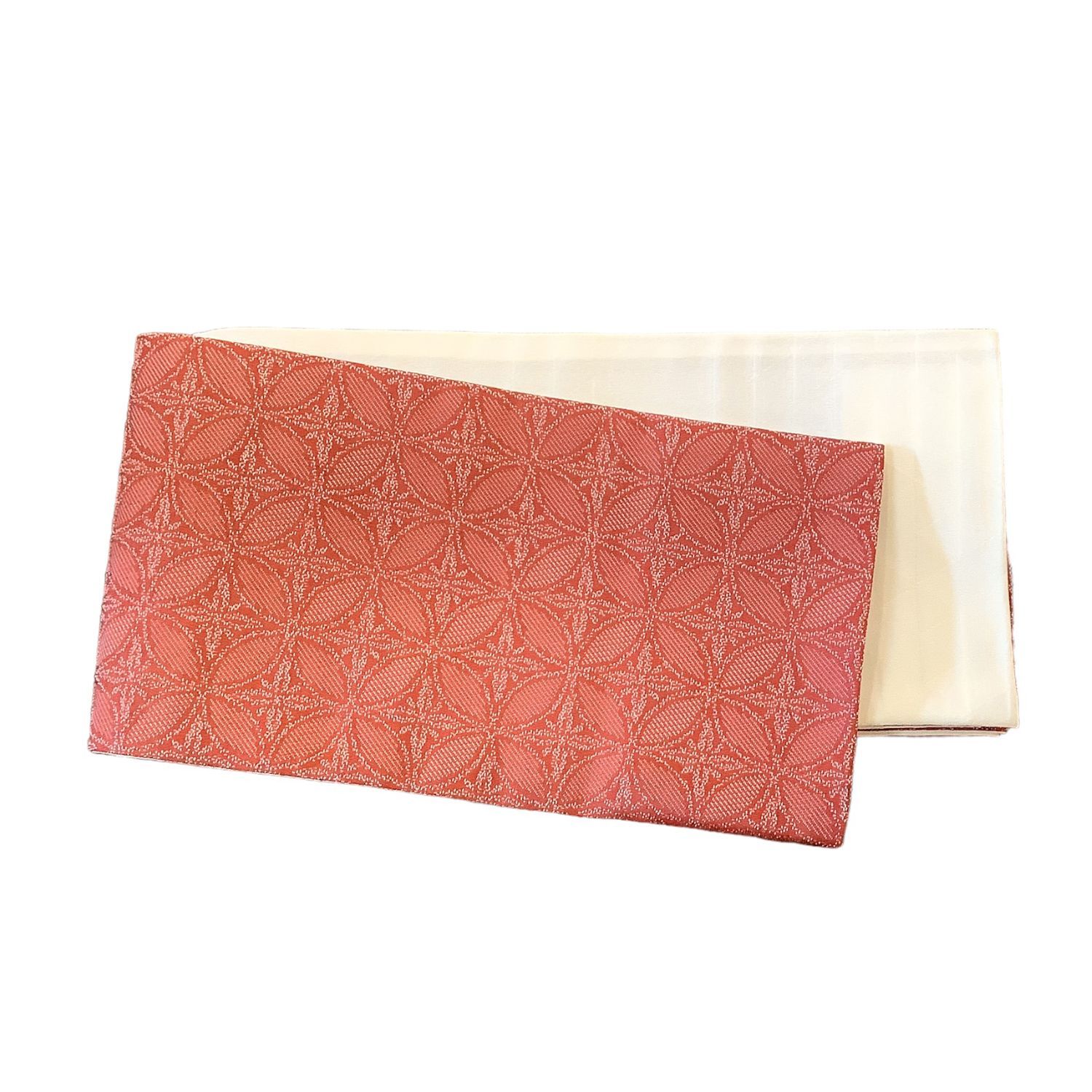 新品・未使用】龍村 細帯 リバーシブル 4m 七宝 赤 半幅帯 浴衣
