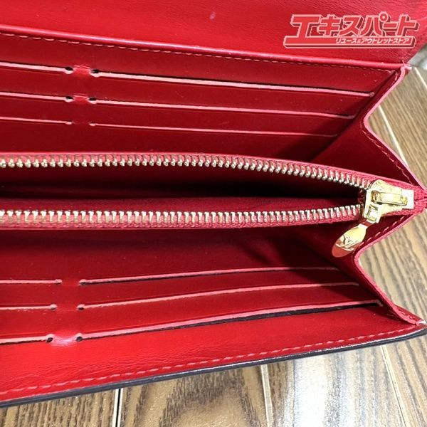 LOUIS VUITTON ルイヴィトン ヴェルニ レッド 長財布 正面にキズ有 箱 