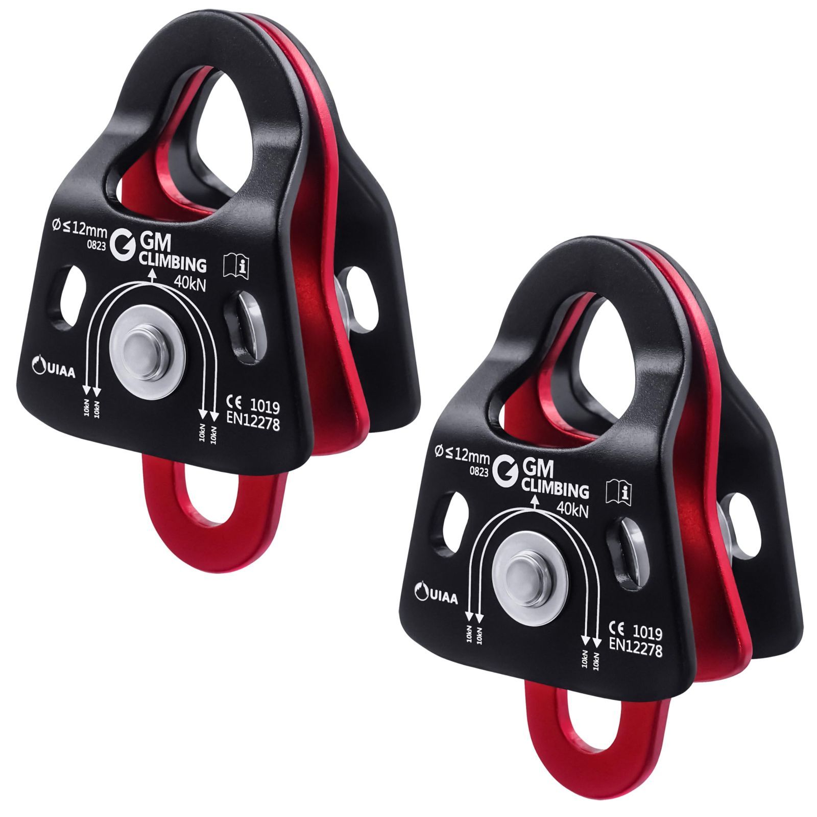在庫処分 CE CLIMBING UIAA認証 40kN マイクロダブルプーリー ボールベアリング内蔵 5 1 倍力システム プーリーシステム GM キットセット クライミング リギング レスキュー アーボリスト用 12mmまでロープ適応
