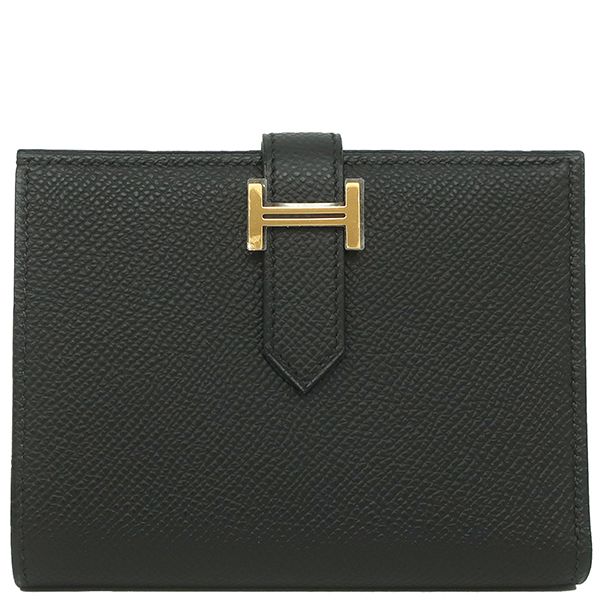 【極美品】エルメス ベアンコンパクト 二つ折り財布 ヴォーエプソン 黒 ゴールド HERMES （新品・未使用品）エルメス ベアン コンパクト 二つ折り