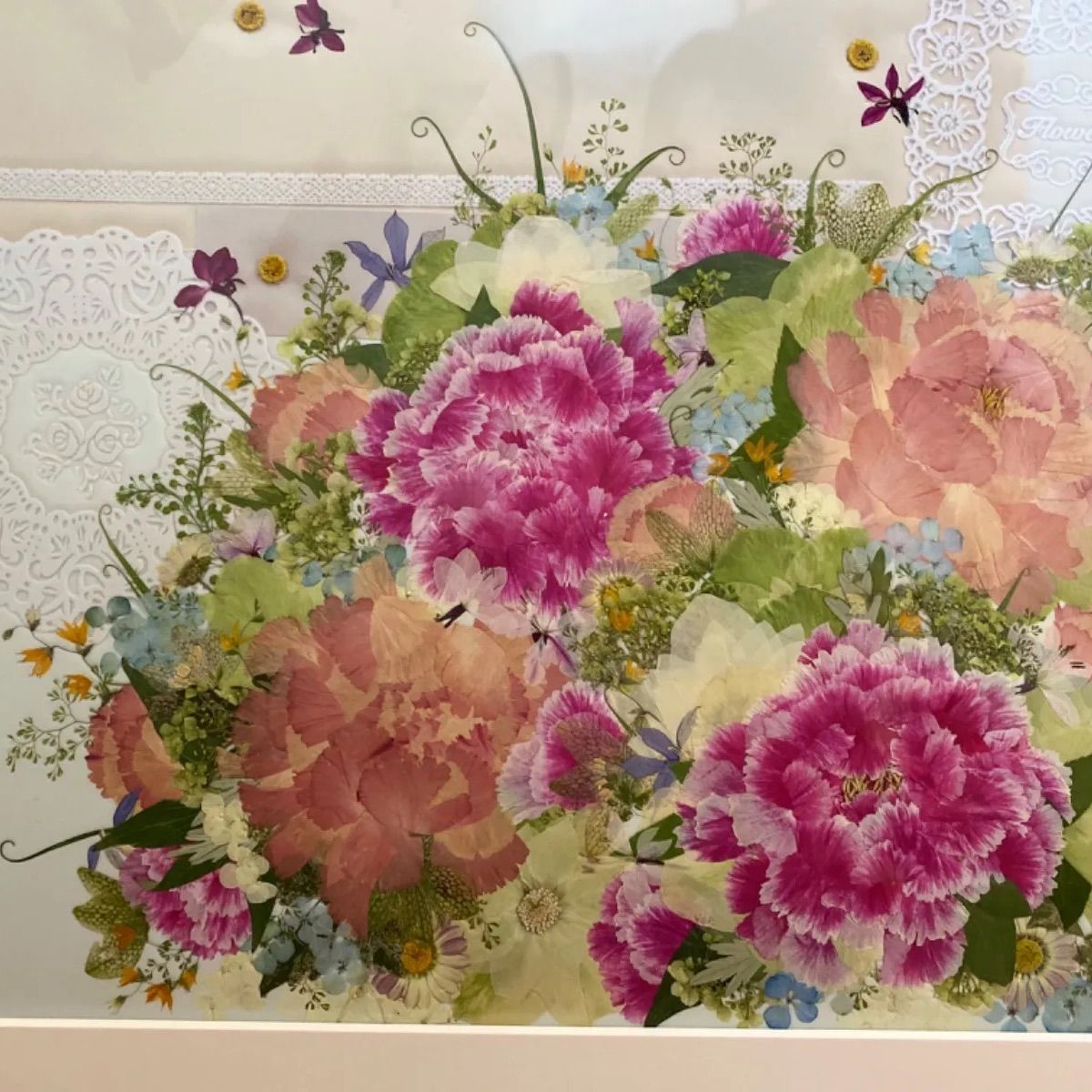 押し花アート インテリア絵画 絵画 牡丹 植物の絵画 アート 花の