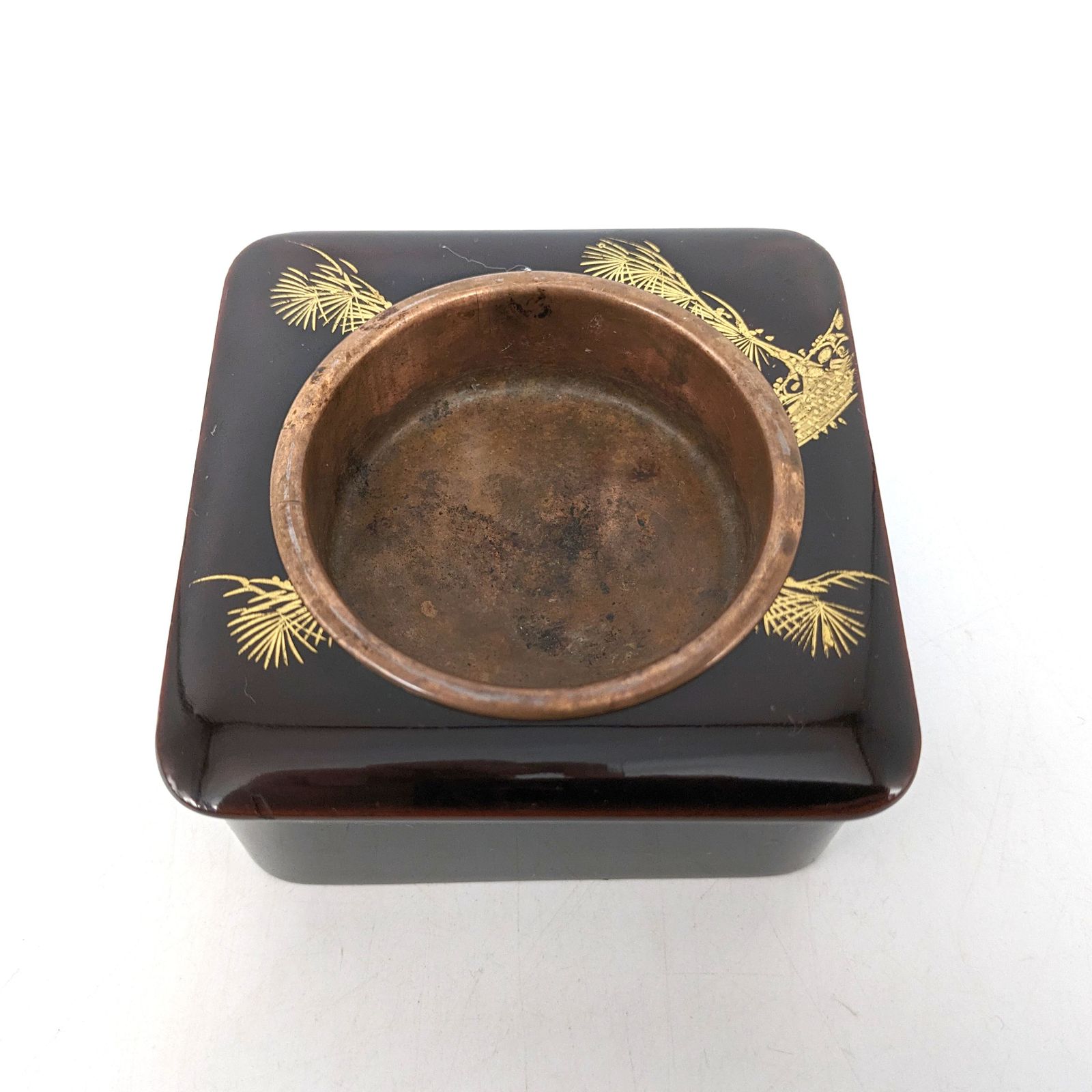 四君子漆器　烟草盆　髙村表恵 四君子漆器 烟草盆 髙村表恵